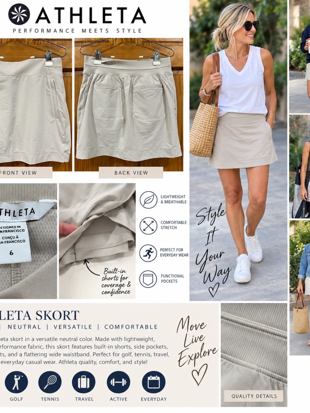 Athleta tan Skort with Built-In Shorts